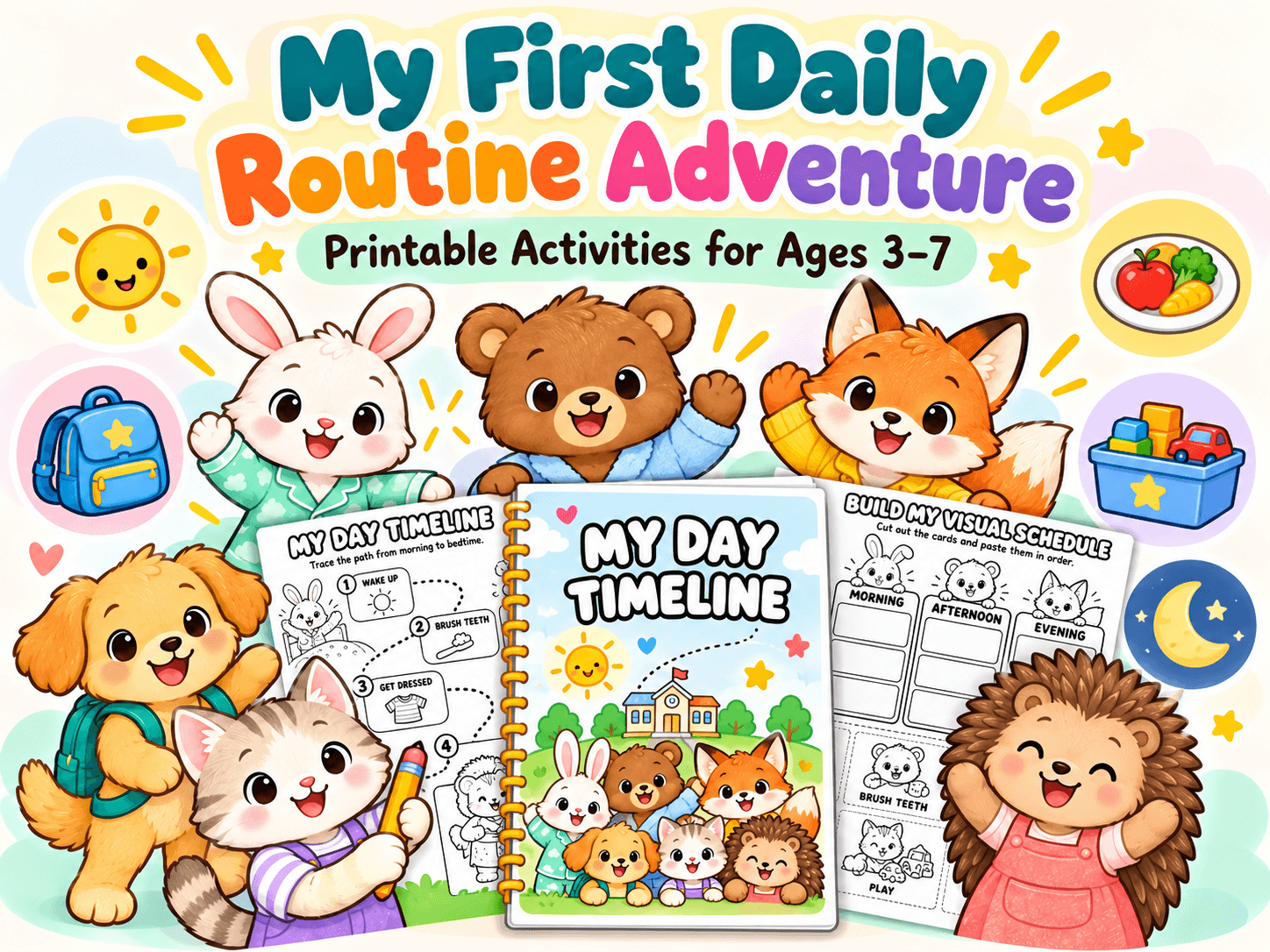 My First Daily Routine Adventure แบบฝึกกิจวัตรเด็ก 3–7 ปี 60 กิจกรรม + โบนัส 12 หน้า