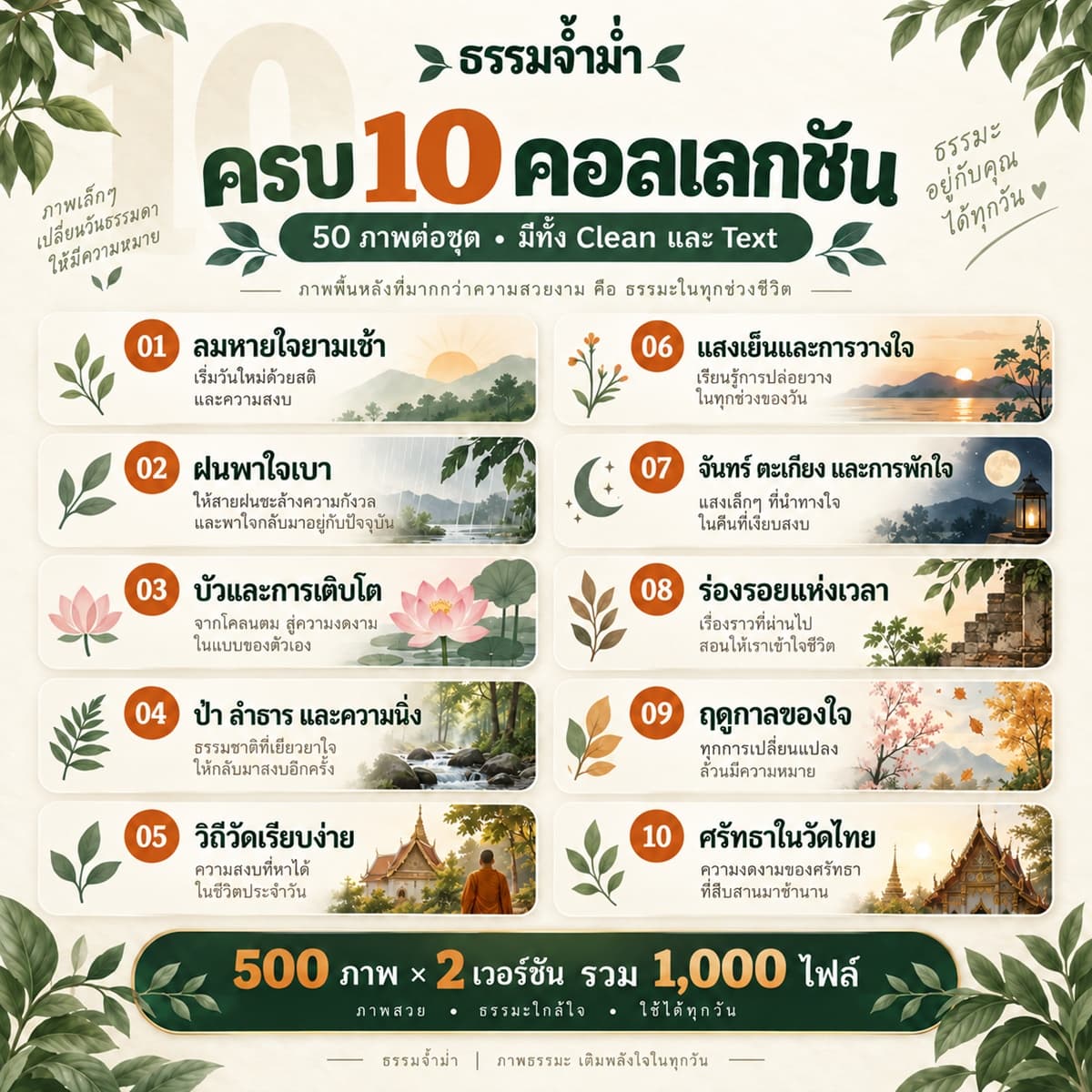 ธรรมจ้ำม่ำ — วอลเปเปอร์มือถือ Bundle 10 คอลเลกชัน 500 ภาพ สองเวอร์ชัน รวม 1,000 ไฟล์ 2