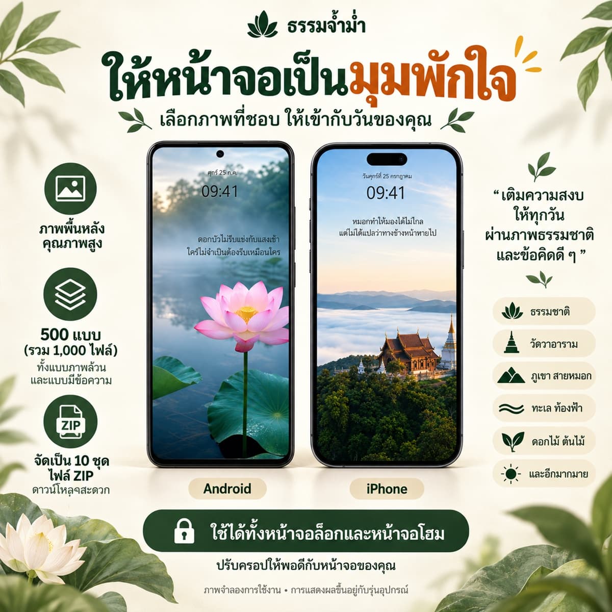 ธรรมจ้ำม่ำ — วอลเปเปอร์มือถือ Bundle 10 คอลเลกชัน 500 ภาพ สองเวอร์ชัน รวม 1,000 ไฟล์ 4