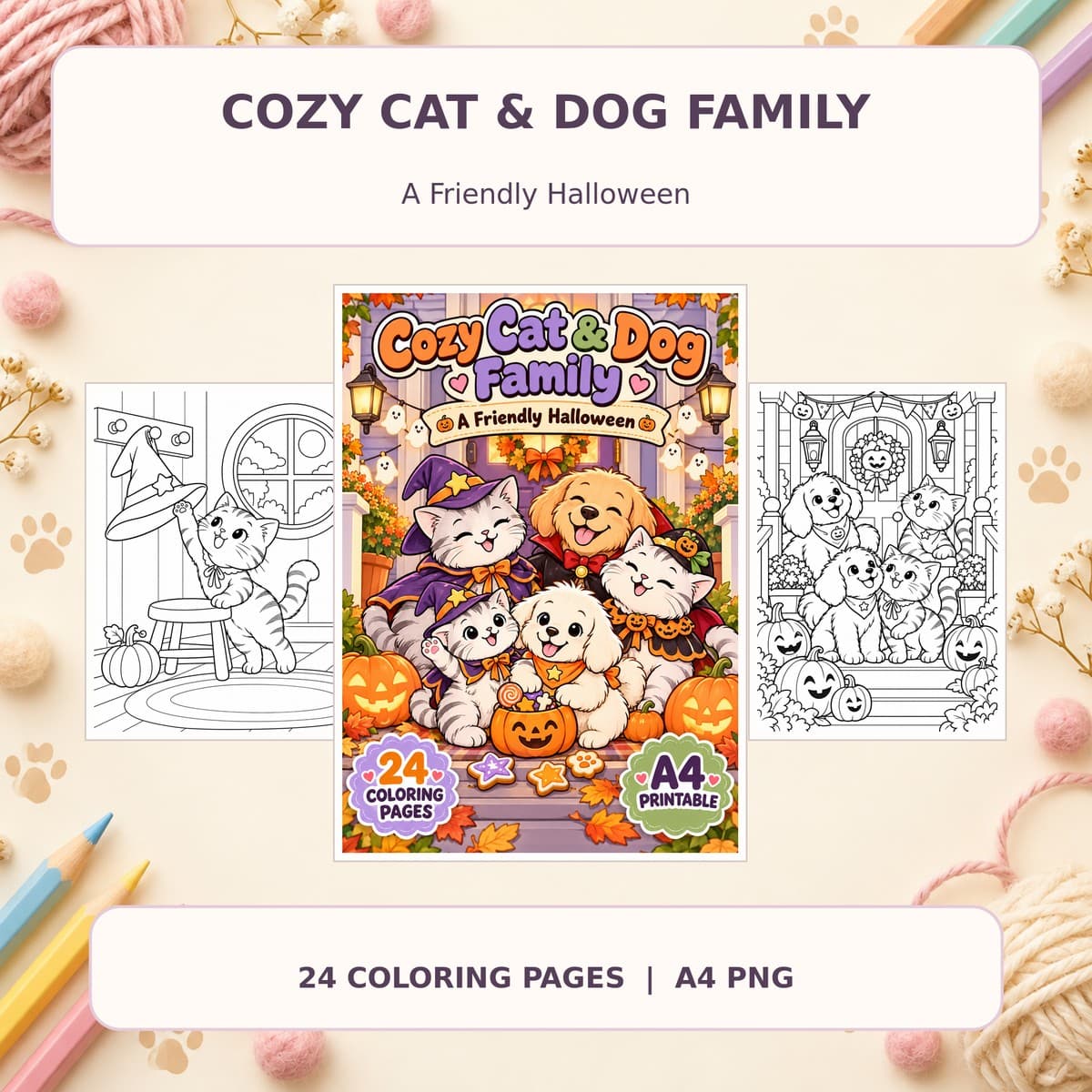Cozy Cat & Dog Family: A Friendly Halloween - 24 หน้า 1