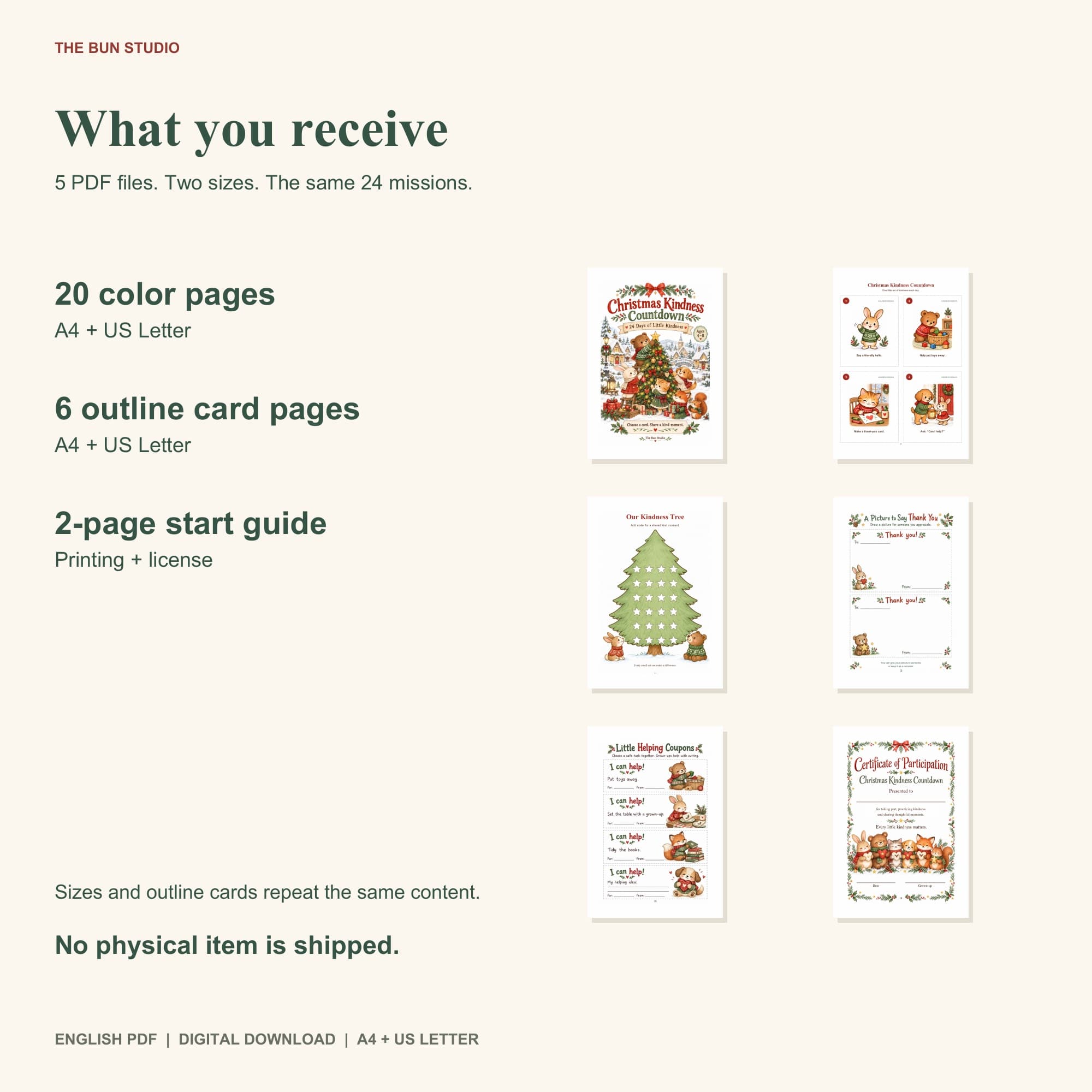 Christmas Kindness Countdown - การ์ดภารกิจความใจดี 24 วัน สำหรับเด็ก 4-8 ปี (ไฟล์ภาษาอังกฤษ) 3