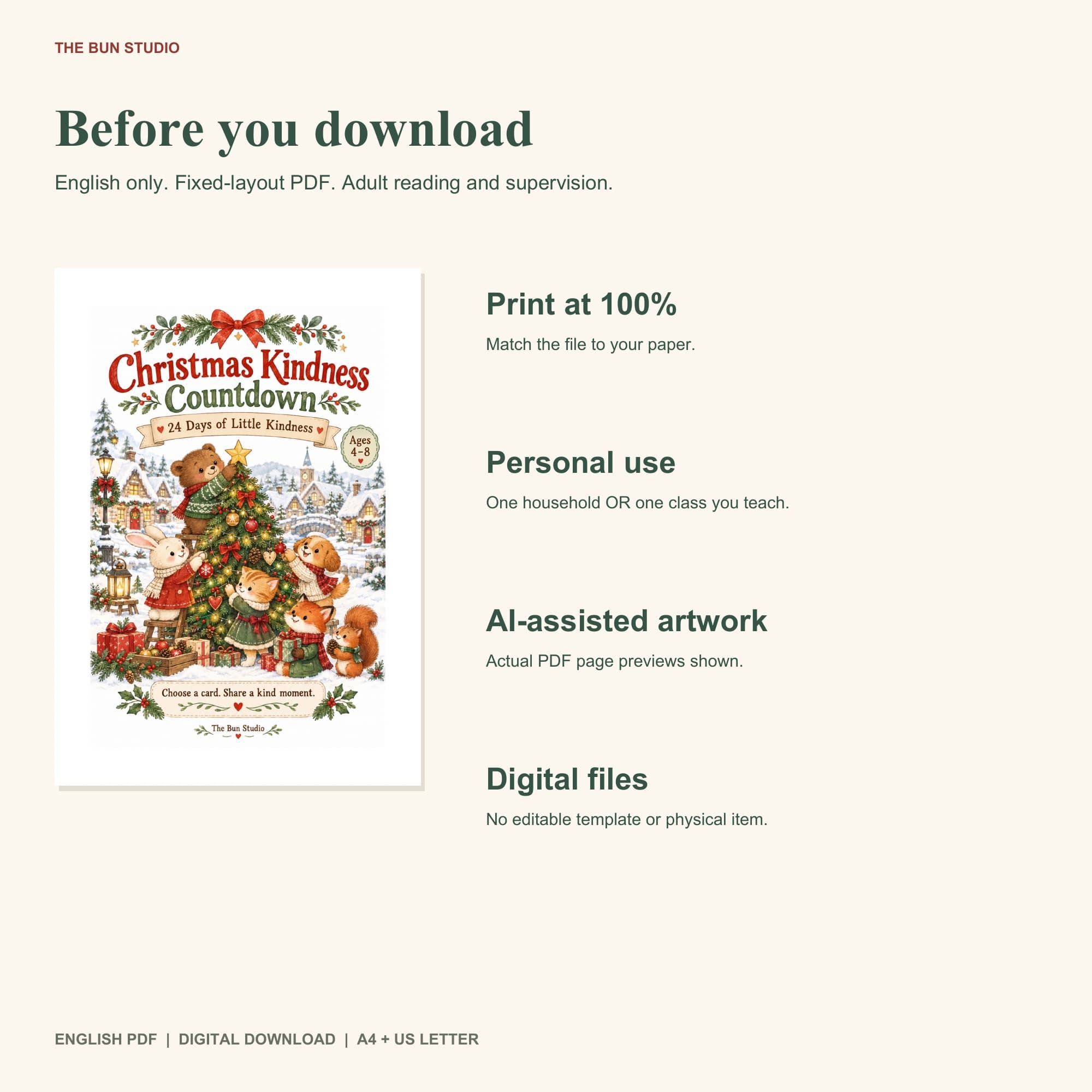 Christmas Kindness Countdown - การ์ดภารกิจความใจดี 24 วัน สำหรับเด็ก 4-8 ปี (ไฟล์ภาษาอังกฤษ) 5