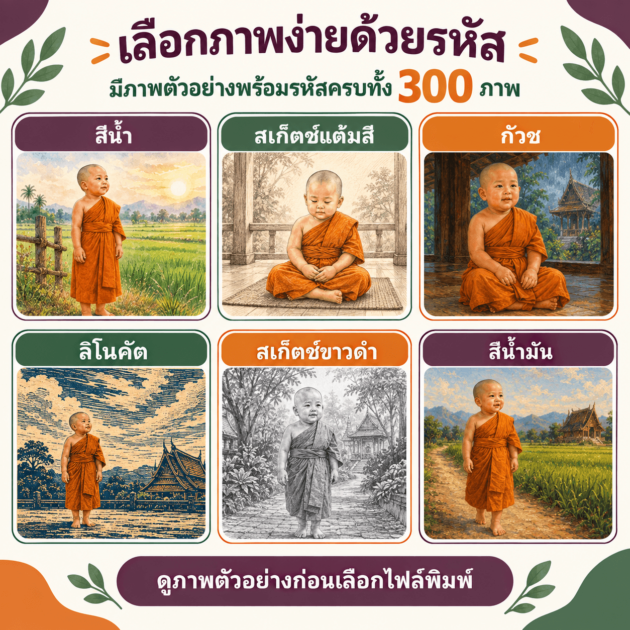 ธรรมจ้ำม่ำ — ชุดภาพตกแต่งบ้าน Stylized Wall Art จำนวน 300 ภาพ 3